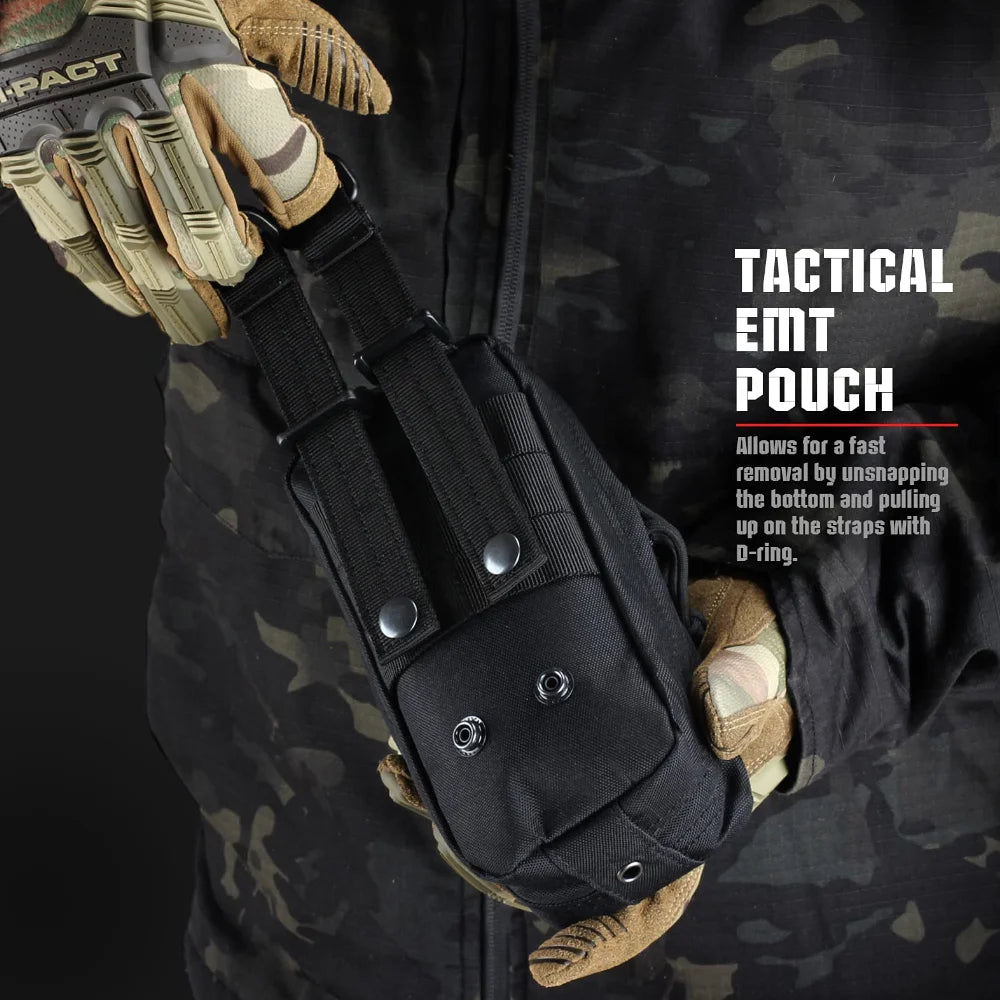 Tactical MOLLE Medical Pouch, Rip-Away EMT First Aid Pouch IFAK Trauma Kit Everyday Carry Survival Bag Include Cross Patch