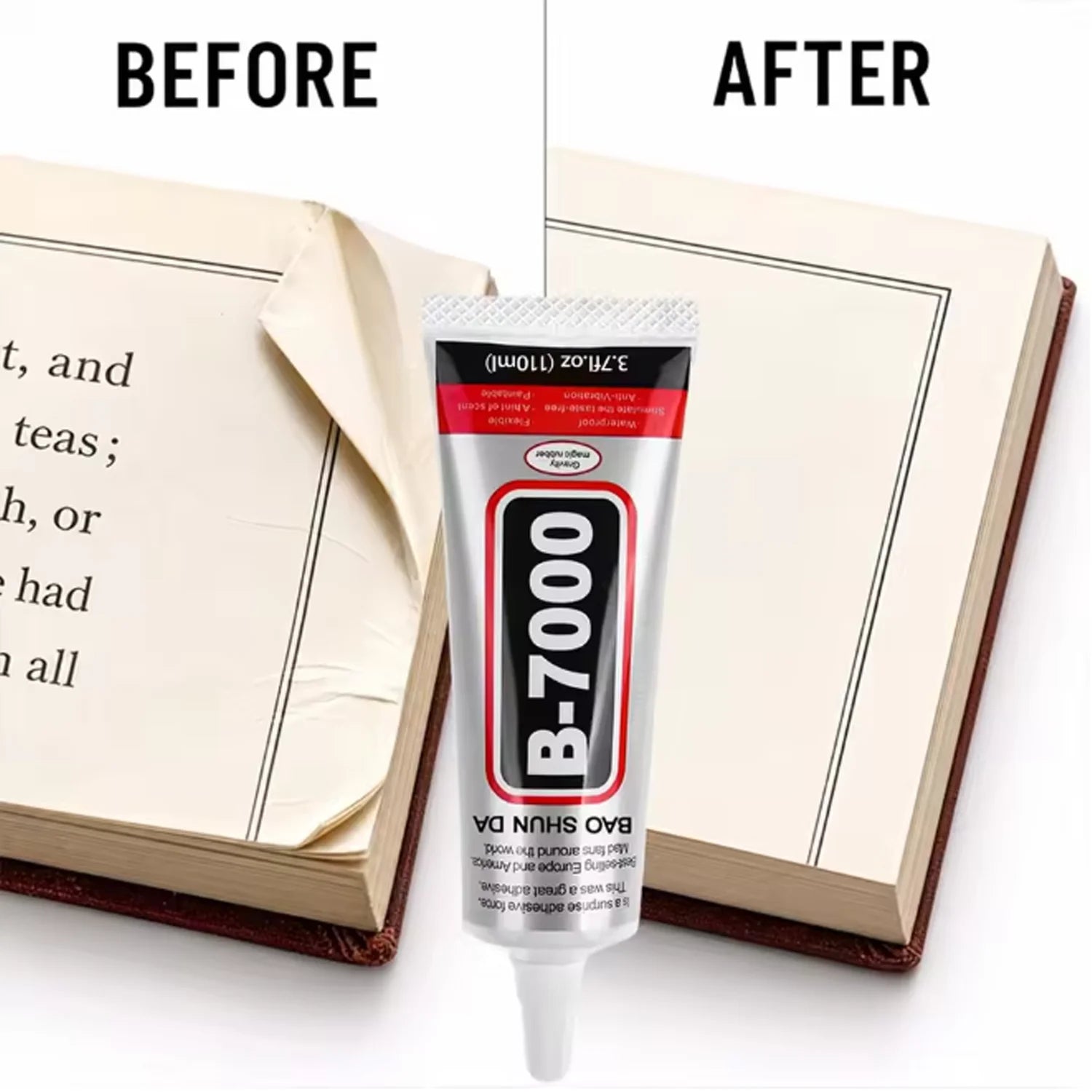 B-7000 Fabric Glue Permanent, Fabric Glue for Patch, Clear Fabrics Adhesive,Permanent Washable,for All Cotton, Denim, Polyester.