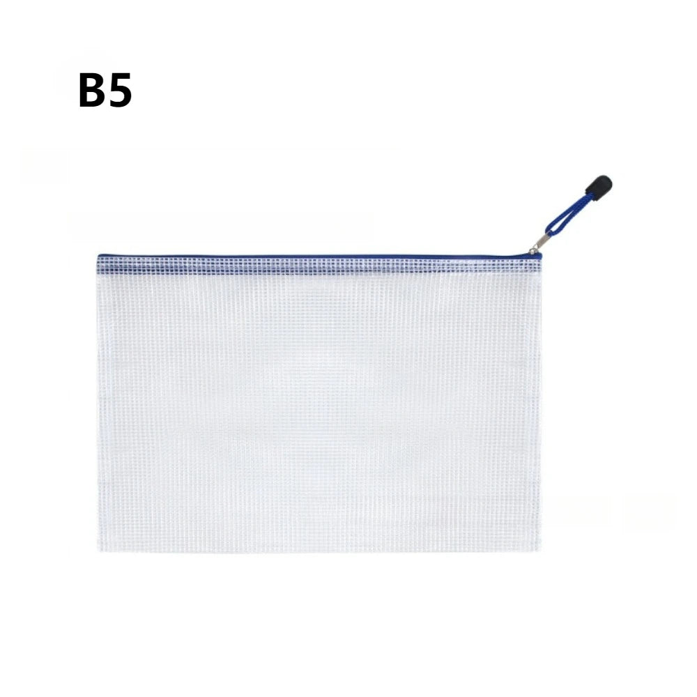 1/3pcs PVC transparent waterproof mesh zipper file bag Mesh zipper archive bag Storage office supplies Household storage bag