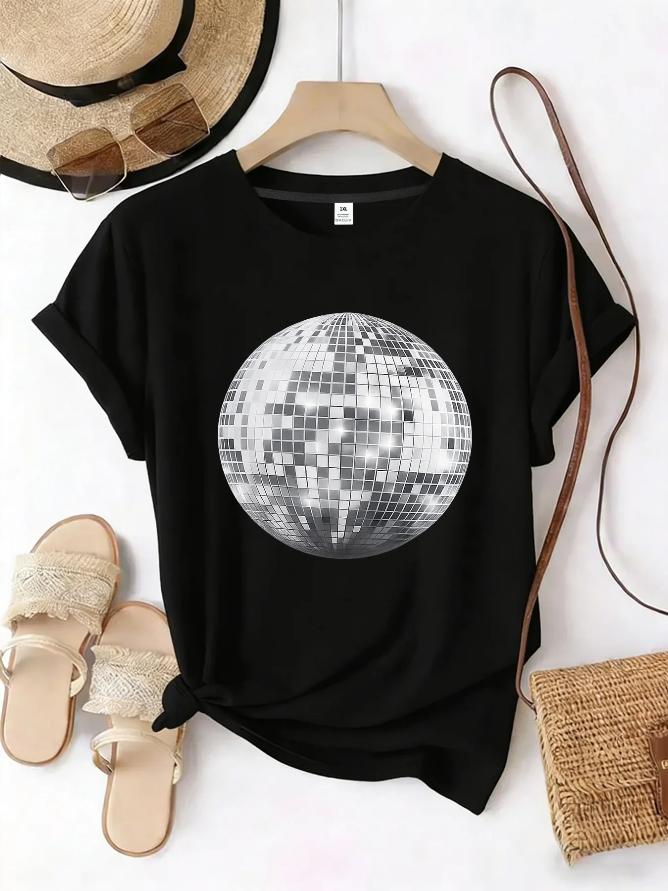 【WZM101347】Pattern printed plus size women's round neck summer casual short sleeved street fashion versatile plus size T-shirt