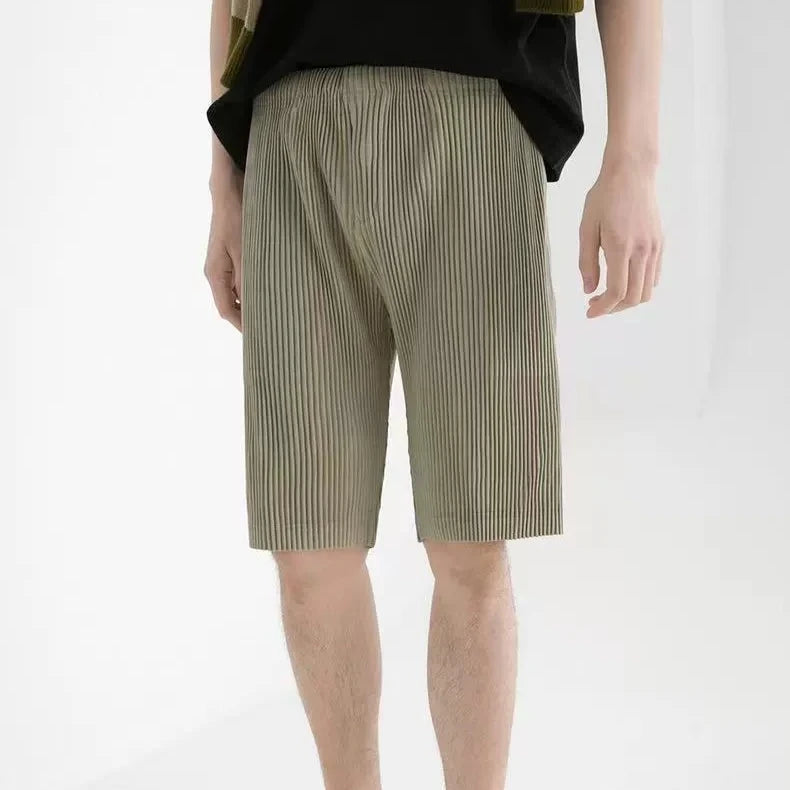 Miyake Pleated Short Sleeve Shirt Men's 2026 Classic Pleats Top Short Sleeve Summer Loose Plisse Jacket Loose Plus Size Fold Top
