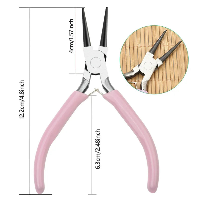 Cute Pink Color Handle Anti-slip Splicing and Fixing Jewelry Pliers Tools & Equipment Kit for DIY Jewelery Making Needlework