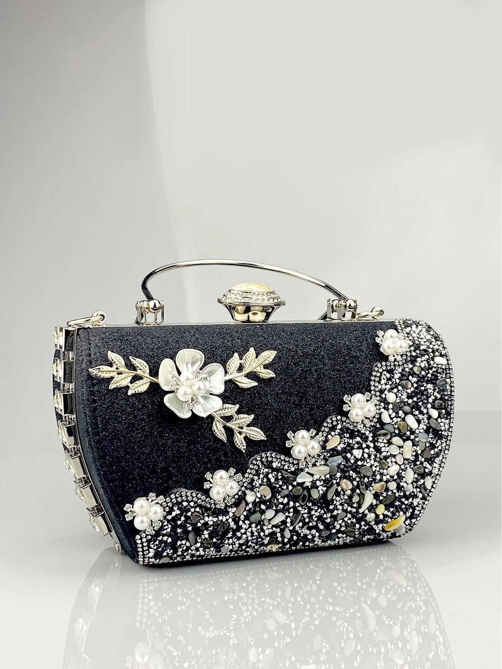 princess bag with metal rhinestone embellishments, evening party dress handbag, elegant women's handbag