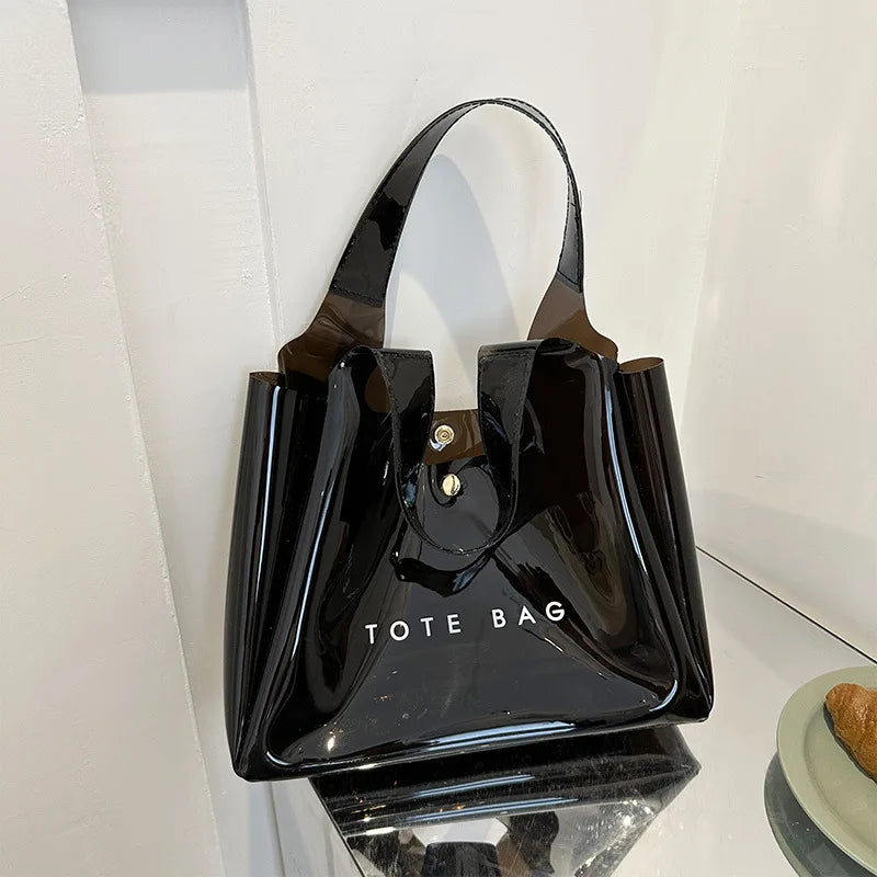 PVC Plastic Transparent Bag Small Tote Bag for Women Jelly Bags Purse and Handbags Mother Kids Bag for Girl Сумка Женская	bolso