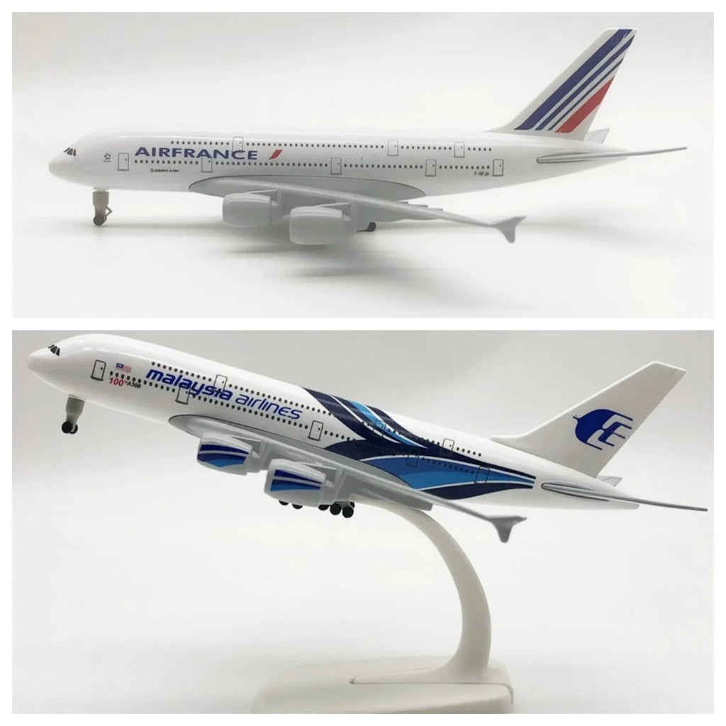 2pc 20cm Metal Model Airplanes A320 330 350 380 Aviation Diecast 1/300 Scale Aircraft For Adults Fun Souvenir With Wheels & Base