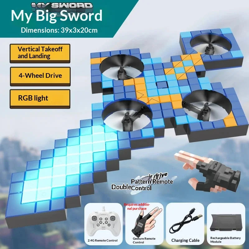 73cm Dual Control Control Flying Drone For Kids Rc Hand Sensing Remote Control Airplane Toy With Led Lights Easy To Fly Indoor