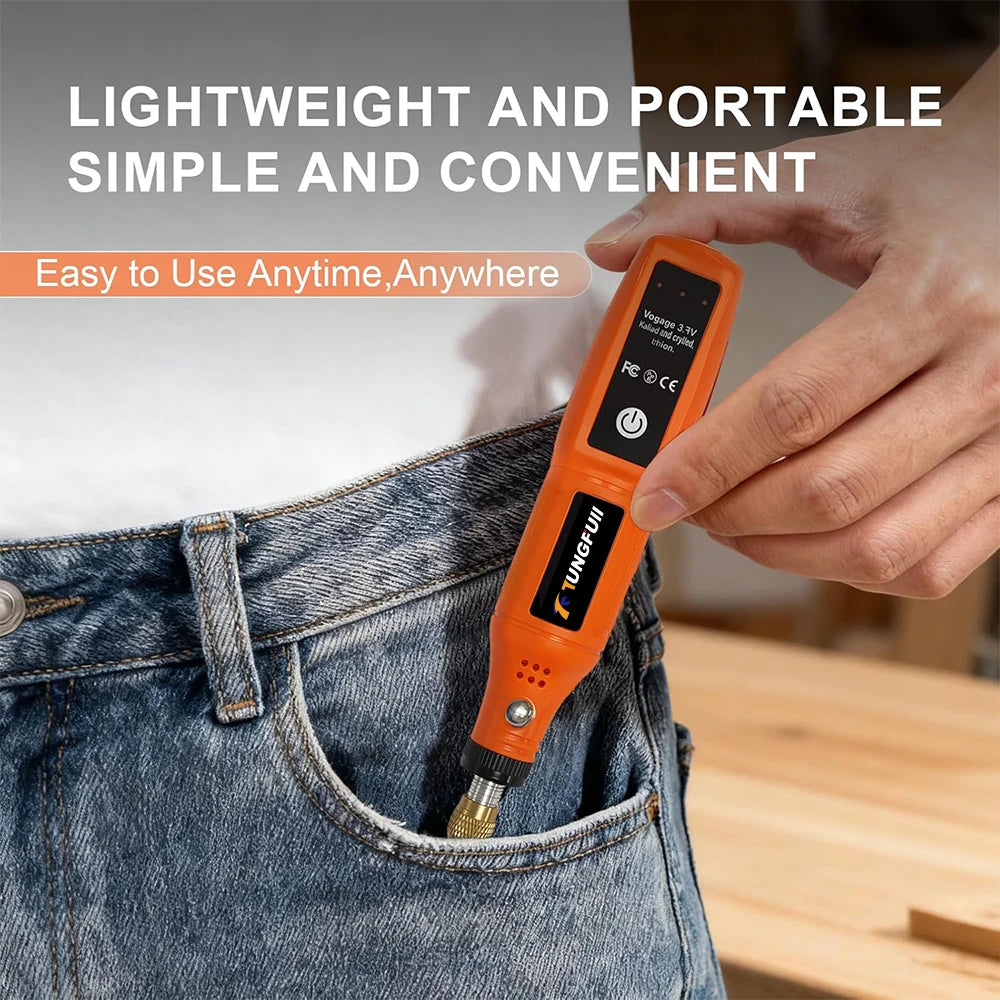 Mini Electric Rotary Tool 16000RPM USB Charging Power Tool Set 3.7V Lithium-Ion Battery Cordless Drill Pen for DIY Craft