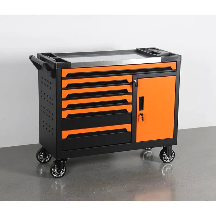 Lockable Steel Toolbox Heavy Duty Cabinet With Door For Auto Repair Workshop Rolling Trolley Tool Chest With Wheels OEM Support