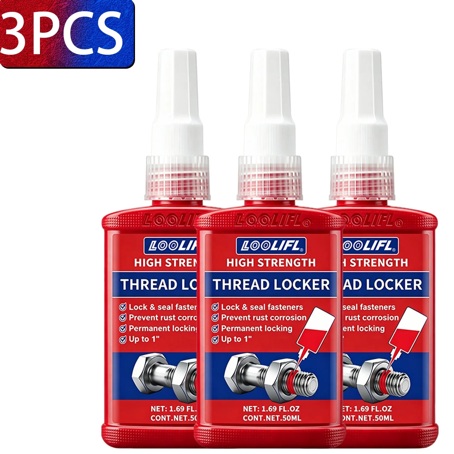 High Medium Strength Threadlocker 243 271 Bolt Anti-Loose Seal Glue Oil Heat Vibration Resistant Metal Thread Compound 50ML 10G