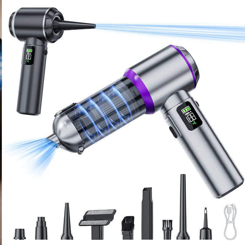 Wireless Car Vacuum Cleaner Power Display Strong Suction Dust Blower Portable Detachable Dust Cup for Car Household Cleaning