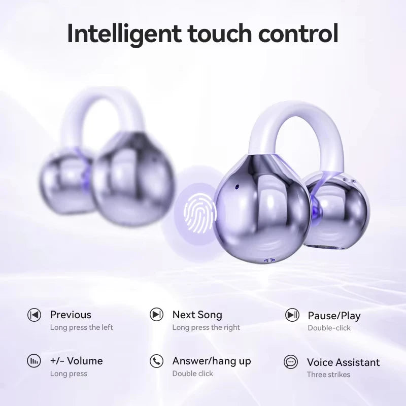 Open Ear Clip Earbuds ENC Wireless Bluetooth5.4 Headphone Noise Cancelling Earphone With Mic For Android iOS 2026