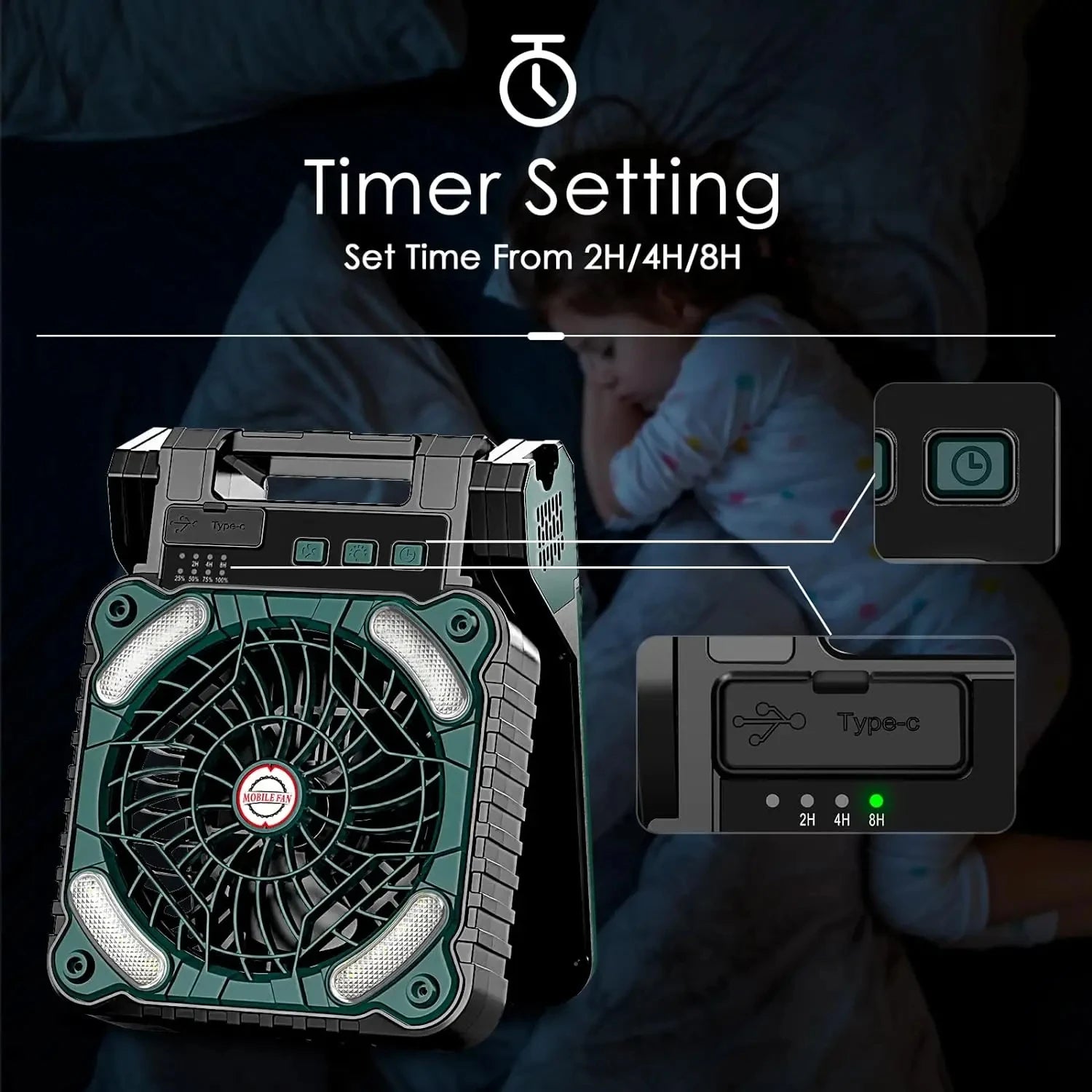 Portable Solar Fans 10000mAh LED Lantern Rechargeable Solar Powered Camping Fan 4 Speeds Powerful Wind 90° Folding Ventilador