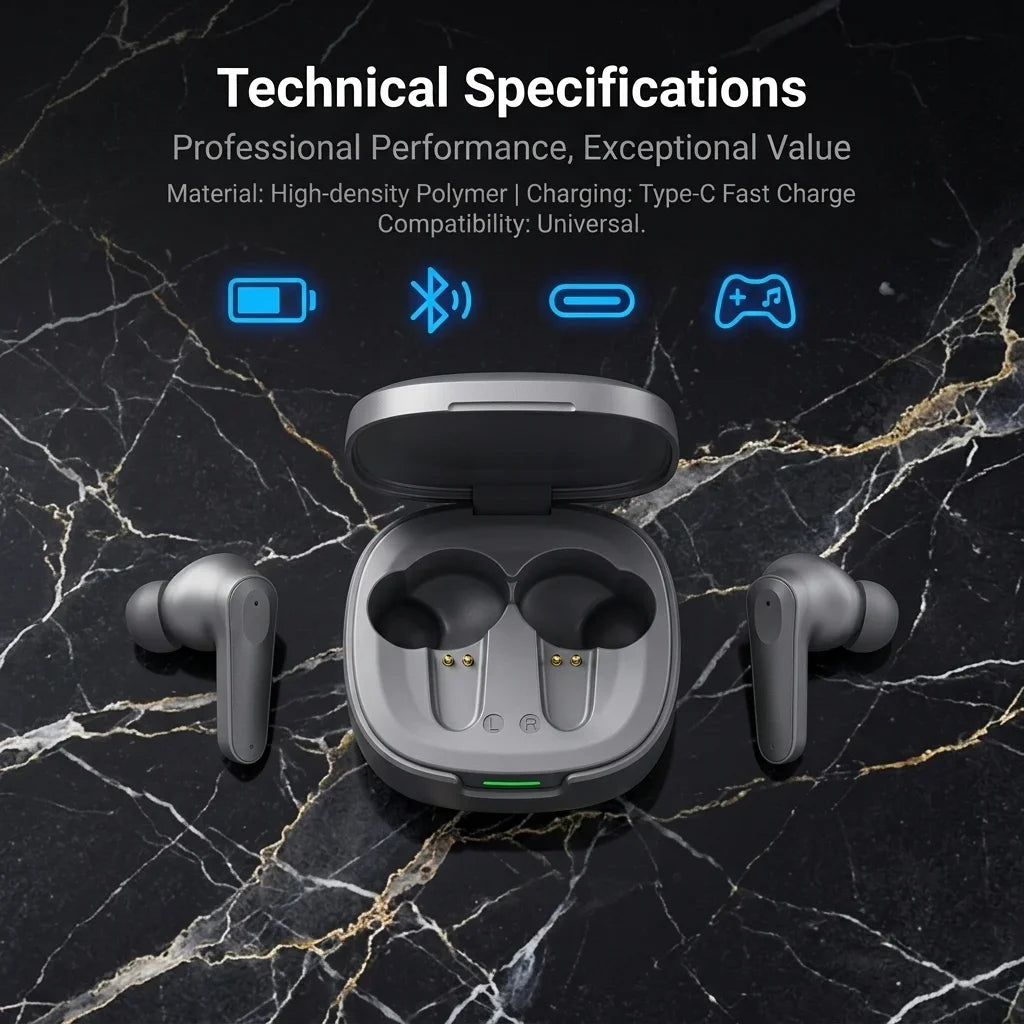 Wireless Bluetooth Earphones Low Latency Game Music Headphones HiFi Stereo Long Playback Headset TWS Gaming Earbuds HD Call Mic