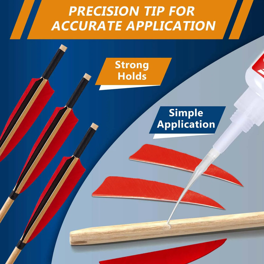 JXVX Fletching Glue 20g, Heavy Duty Arrow Glue Kit for Carbon, Aluminum, Wood Shafts, Instant & Clear Arrow Insert Adhesive Bonder for Fletching Vanes, Feathers and Inserts,1-10pcs.