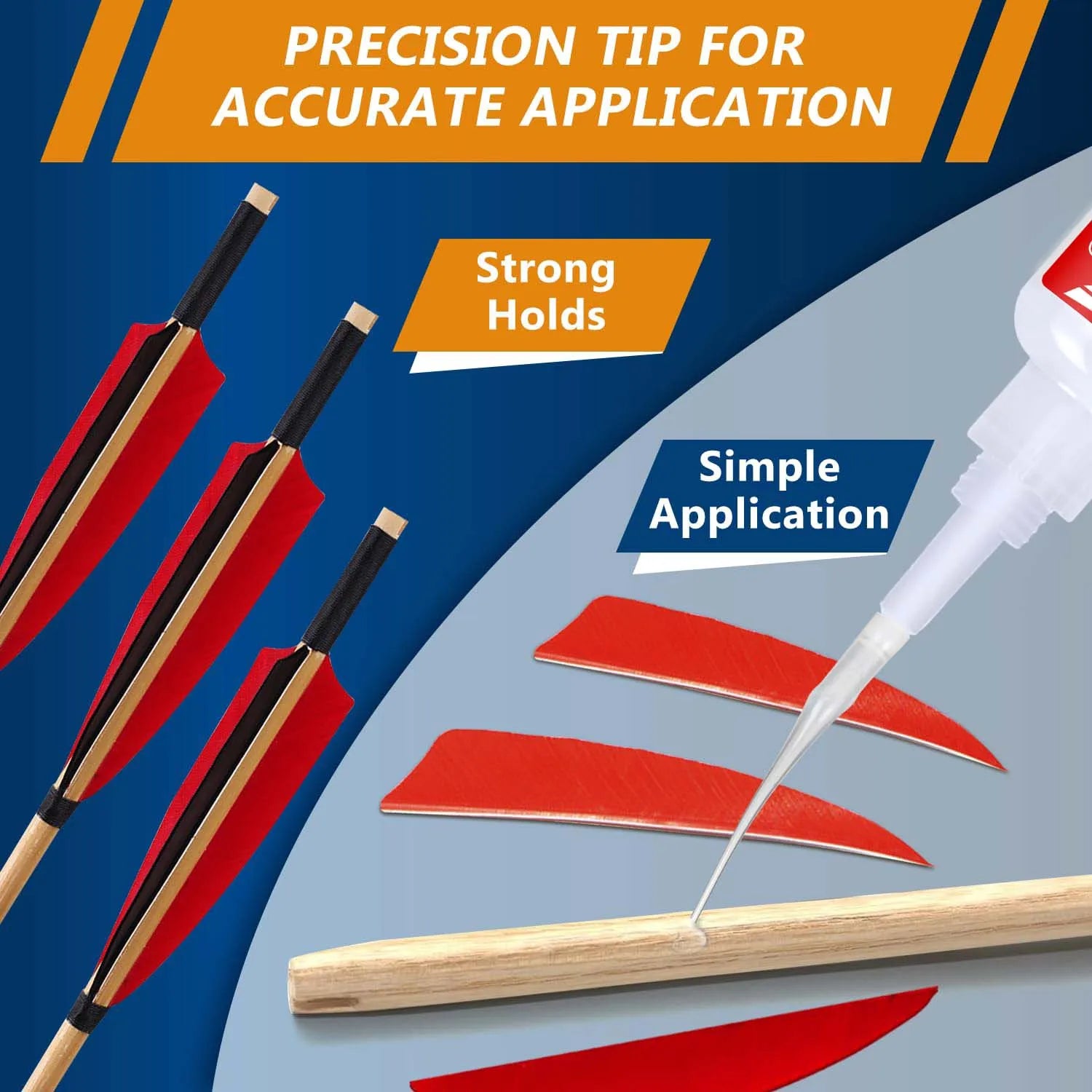 JXVX Fletching Glue 20g, Heavy Duty Arrow Glue Kit for Carbon, Aluminum, Wood Shafts, Instant & Clear Arrow Insert Adhesive Bonder for Fletching Vanes, Feathers and Inserts,1-10pcs.