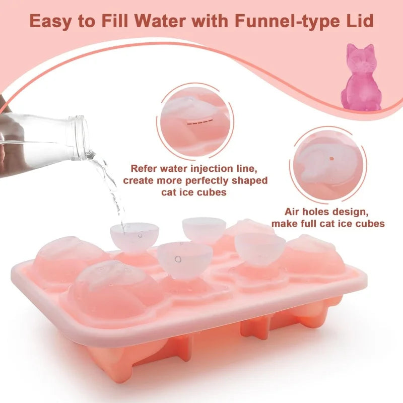 1PC 3D Cat Ice Block Mold Easy to Release Silicone Ice Hockey Device Household Kitchen Ice Making Mold Free of BPA