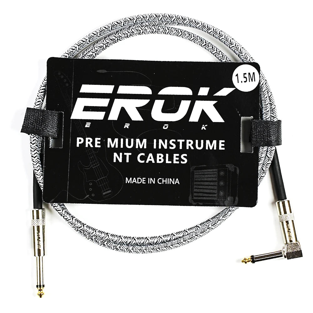 EROK 1.5/3/6/10M Guitar Audio Cables Anti-Noise Line 6.35mm Male to Male Colorful Braided Line Pedal Guitar Bass Universal Cable