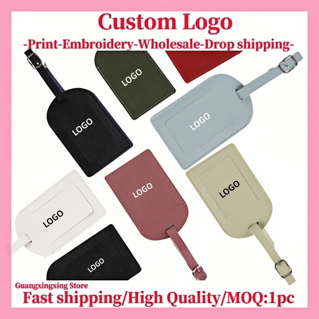 Boarding pass custom logo leather multi-color suitcase flip listing tag label luggage tag customization