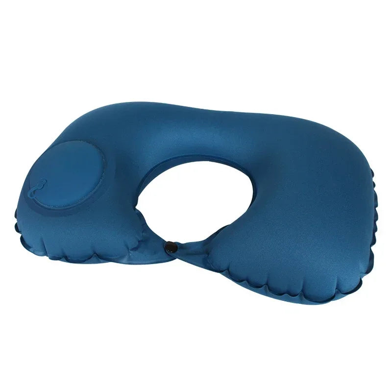 Inflatable Neck Air Pillow U Shape Neckrest Head Rest Portable Sleep Resting Folding Press Travel Pillow for Airplane Train Car