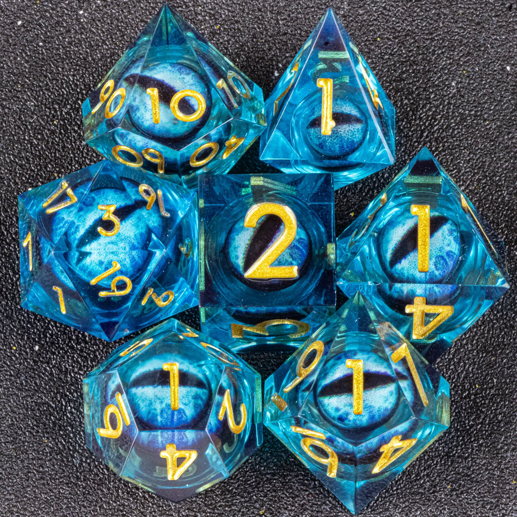 Handmade D&D Polyhedral Dice Set for Dungeons and Dragons, D and D Dice, Sharp Edged Resin D&D Dice Set Gifts, D20 Dice