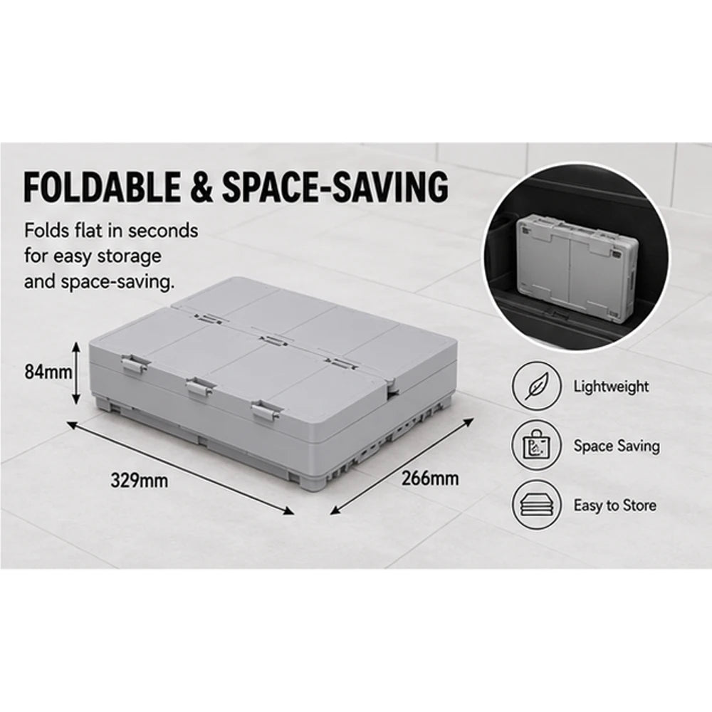 20L Foldable Car Trunk Storage Box Portable Camping Table Collapsible Organizer with Warning Sign for Picnic Fishing Home