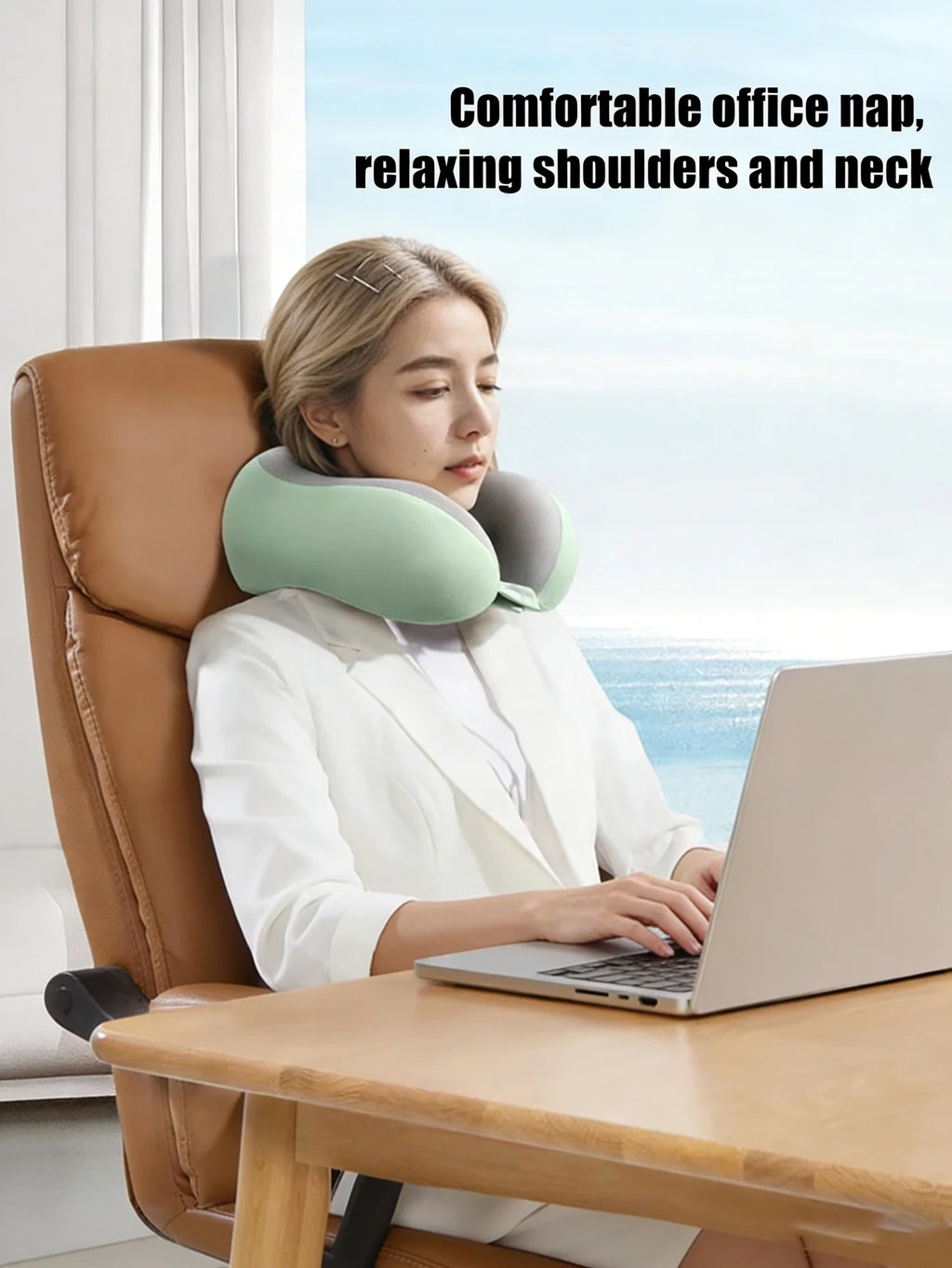 U-shaped memory cotton neck pillow, portable travel nap pillow, office nap artifact, detachable washable pillowcase, neck suppor