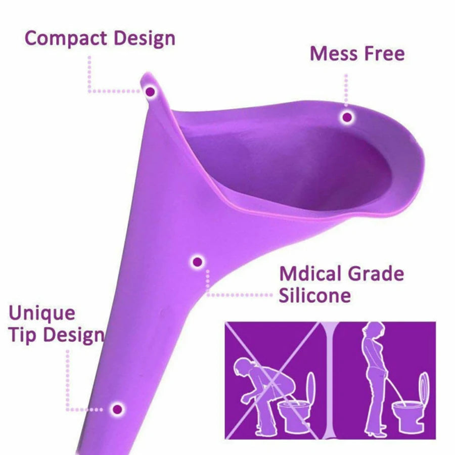 Foldable Reusable Silicone Women's Pee Funnel, Portable Easy-to-Clean Stand-Up Urinal, Emergency Pee Device for Outdoor Travel C