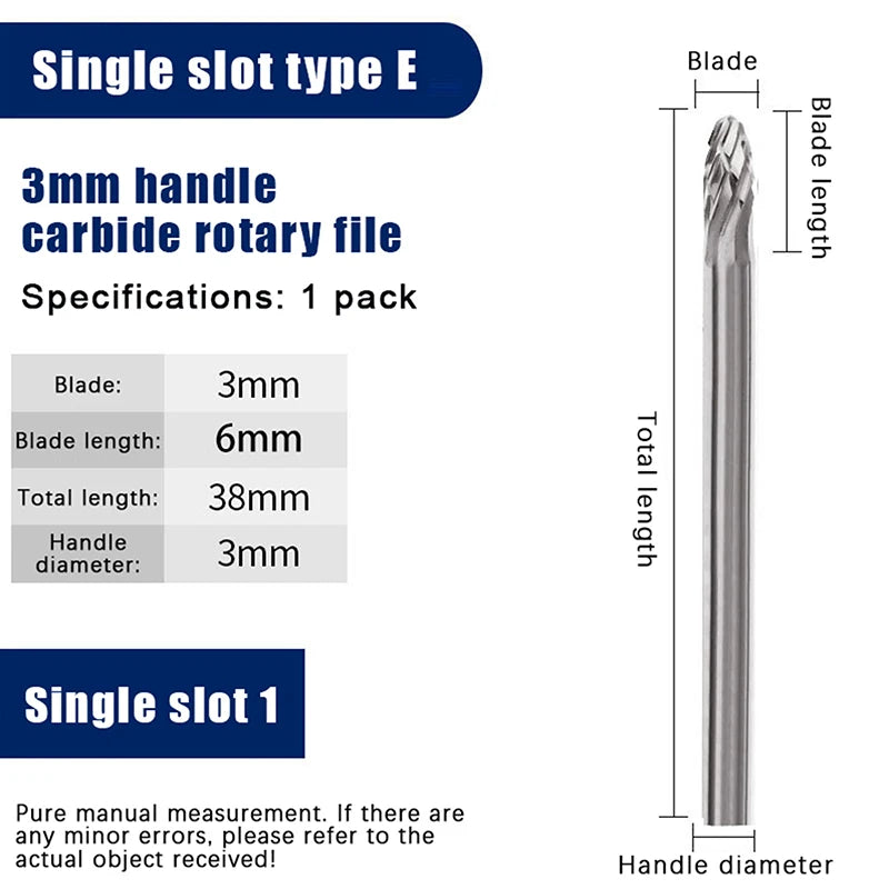 Tungsten Carbide Rotary File Hard Alloy Rotary Bur Drill Bit 3mm Shank Engraving Cutter Grinding Head For Metal And Plastic