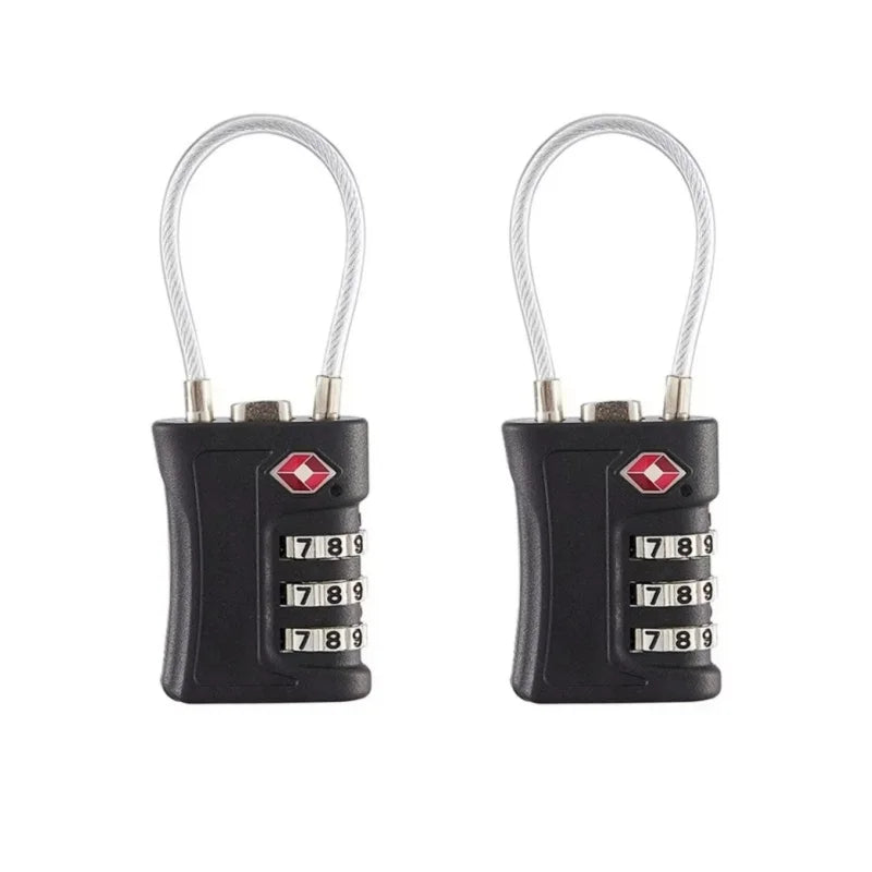 2/4Pcs TSA Customs Code Lock for Travel Luggage Password Changeable black Lock Contrast Design Padlock 3 Digit Combination Lock