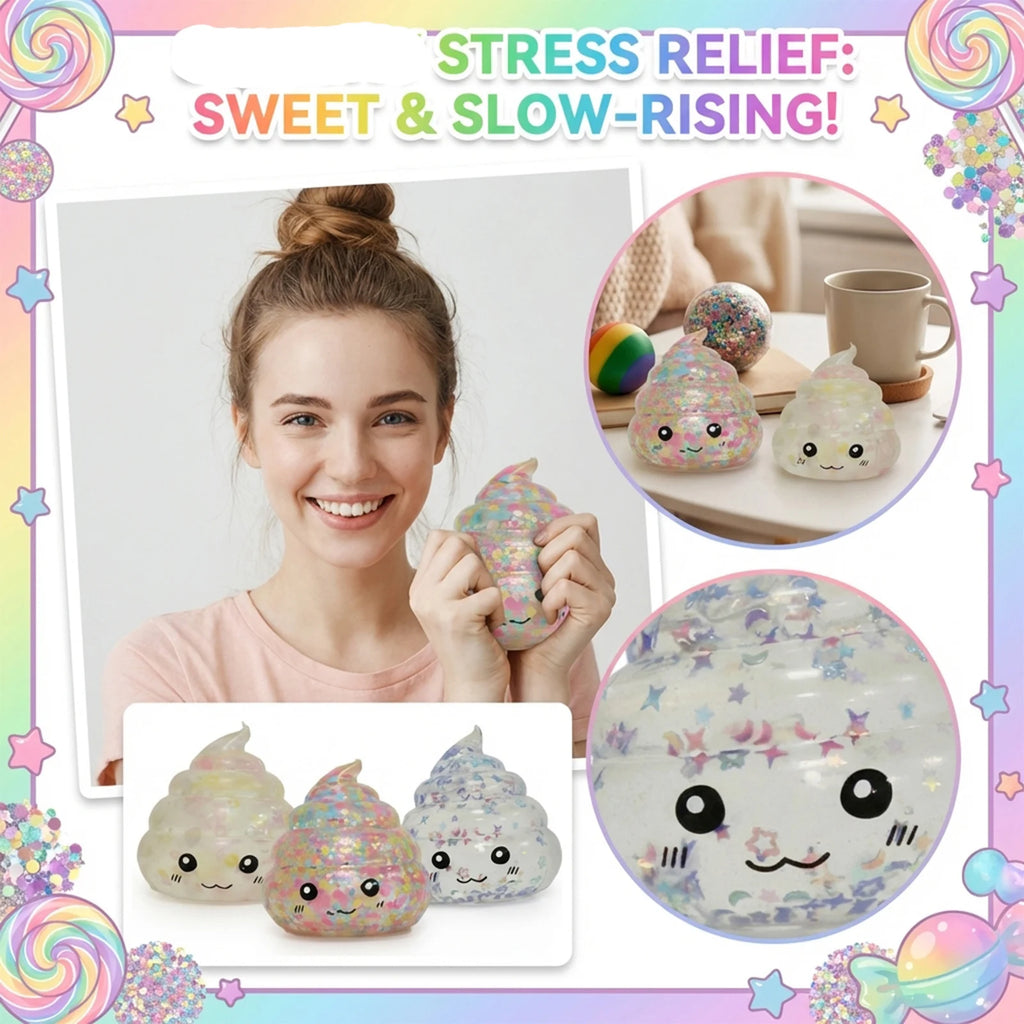 Novelty Squishy Maltose Poop Stress Squishies Toys Glitter Funny Stretch Squeeze Fidget Toys for Adults Fool's Day Prank Gift