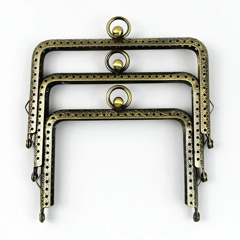 2/5Pcs Deepeel 11/12/13cm Embossed Metal Bag Handles Square Purse Frame Kiss Clasp wallet Brackets DIY Handmade Accessories