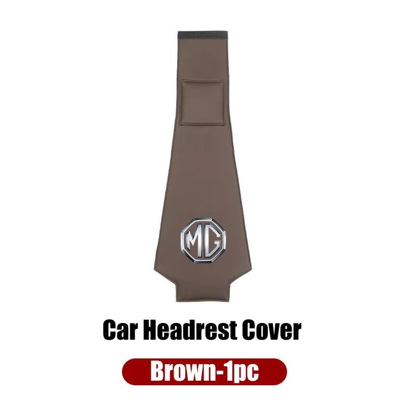 Car Headrest Storage Cover Leather Neck Pillowcase For Morris Garages MG 6 3 5 7 TF ZR ZS HS GS GT Hector RX5 RX8 350 550 Gundam