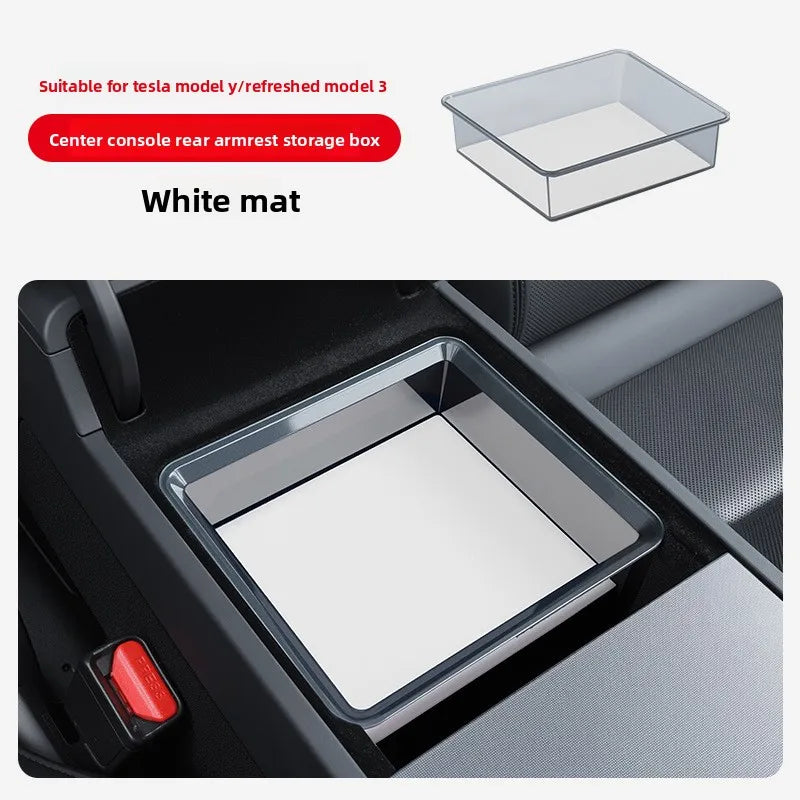 For Tesla Model Y / New Model 3 Highland Center Console Armrest Hidden Storage Box ABS Organizer Tray Accessories