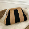 Woven Crochet Handbag Striped Colorblock Clutch Purse Ruched Bag Versatile Casual Beach Clutch Bag For Daily Commute Vacation