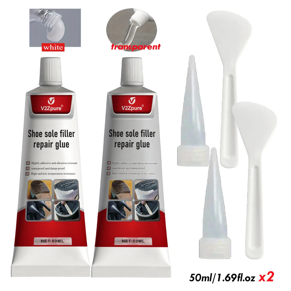3PCS Shoe Repair Glue Kit White Black Sole Waterproof Quick Drying Filling Repair Glue Wear-resistant Sealant Crack Repair Agent
