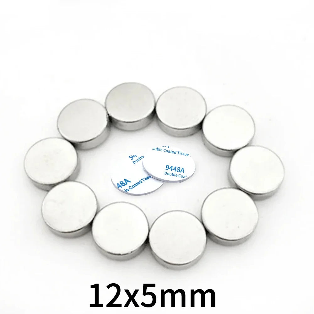 20x1mm Strong Neodymium Magnets with Self-adhesive Double-sided Tape 12*5 for Home Refrigerator, Office, DIY 12x2 15x3 20x2 20x5