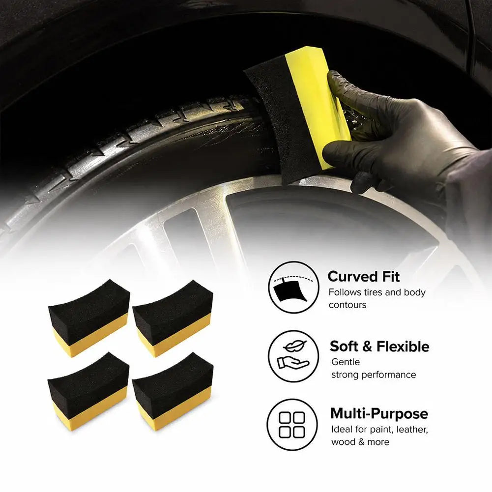 4pcs Auto Cleaning Sponge Brush Set for Car Wheel Tire Wash Wipe Water Suction Sponge Pad Wax Polishing Tyre Brushes Tools