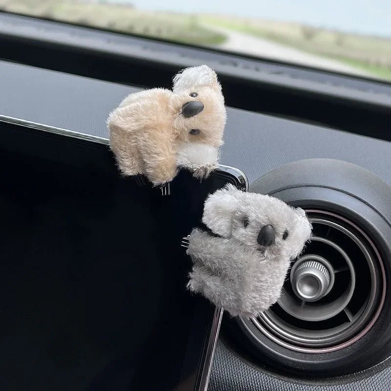 Motorcycle Plush Cute Koala Car Interior Decoration Auto Rearview Mirror Control Screen Decoration Sun Visor Card Clip Gift