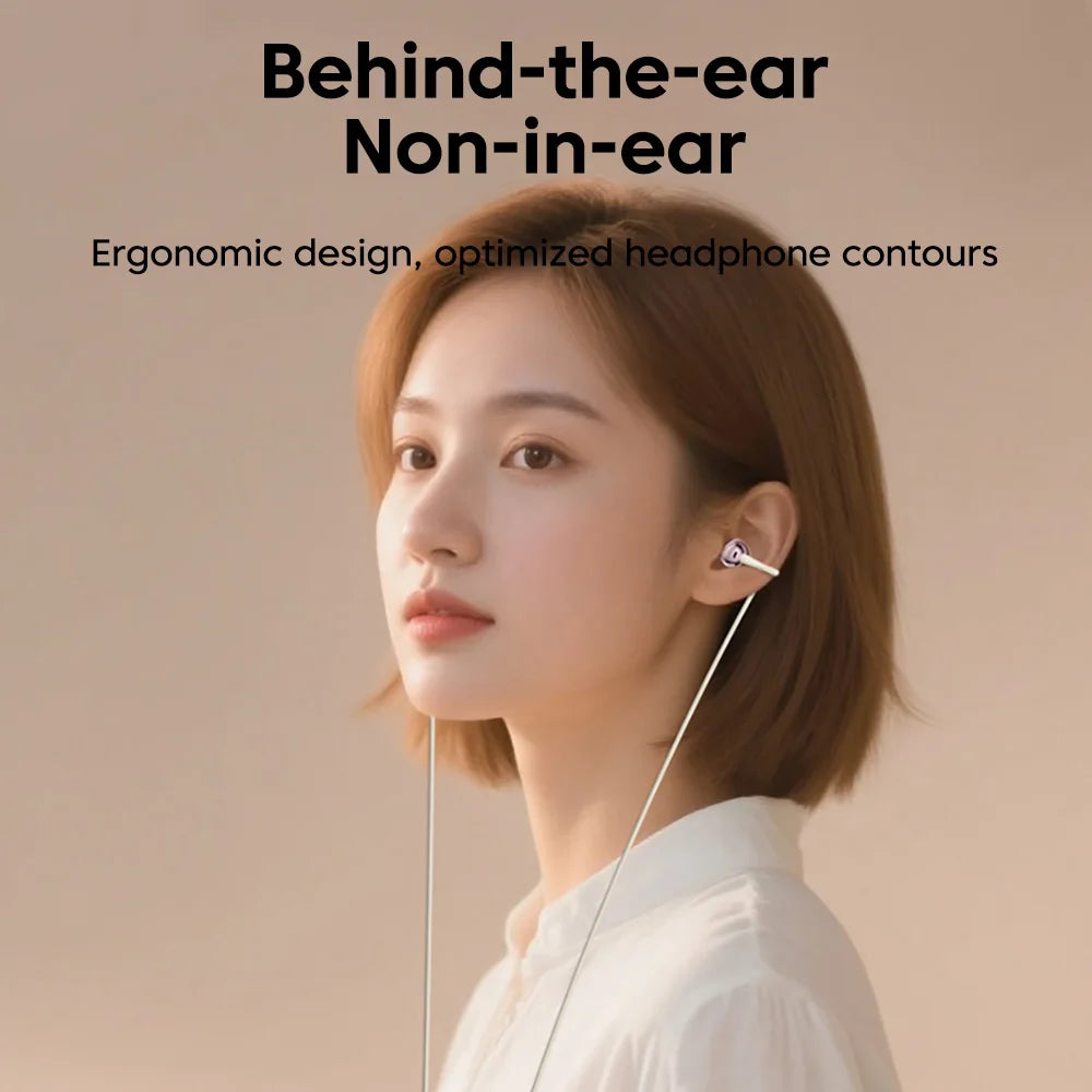 3.5MM/Type C Wired Headphones With Microphone HiFi Sound Ear Clip Wired Earphones Sports Headsets for iphone 15 16 17 Samsung