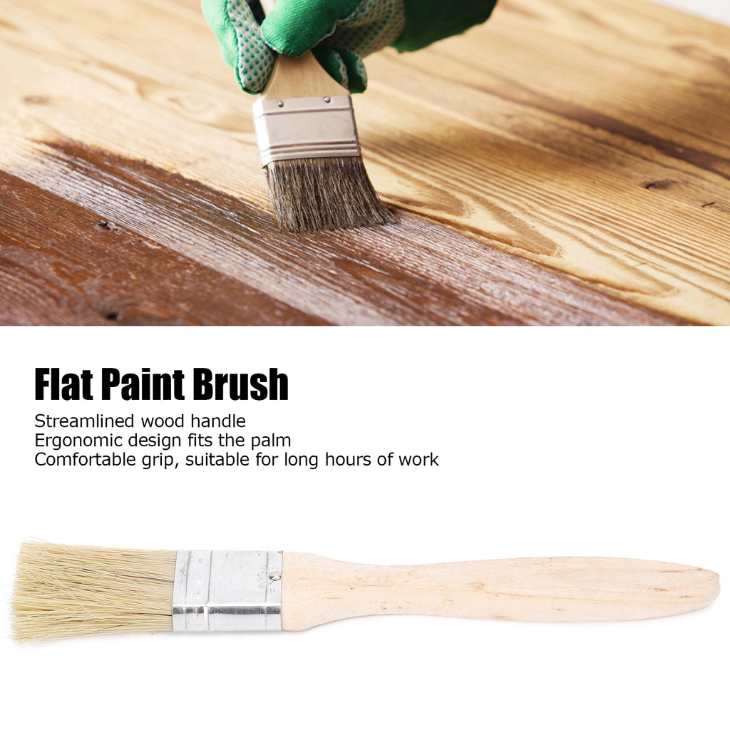 20Pcs Flat Paint Brush Set 25mm Artificial Fur Wooden Handle Multi Purpose Brushes for Painting Cleaning Wood Handle Brushes