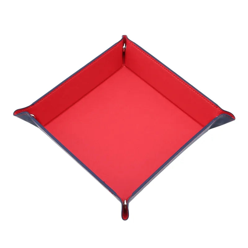 Rolling Folding Hexagon Dice Game Storage Tray PU Leather&Velvet Mat Holder Double Sided Thick Office Supplies Storage Tools
