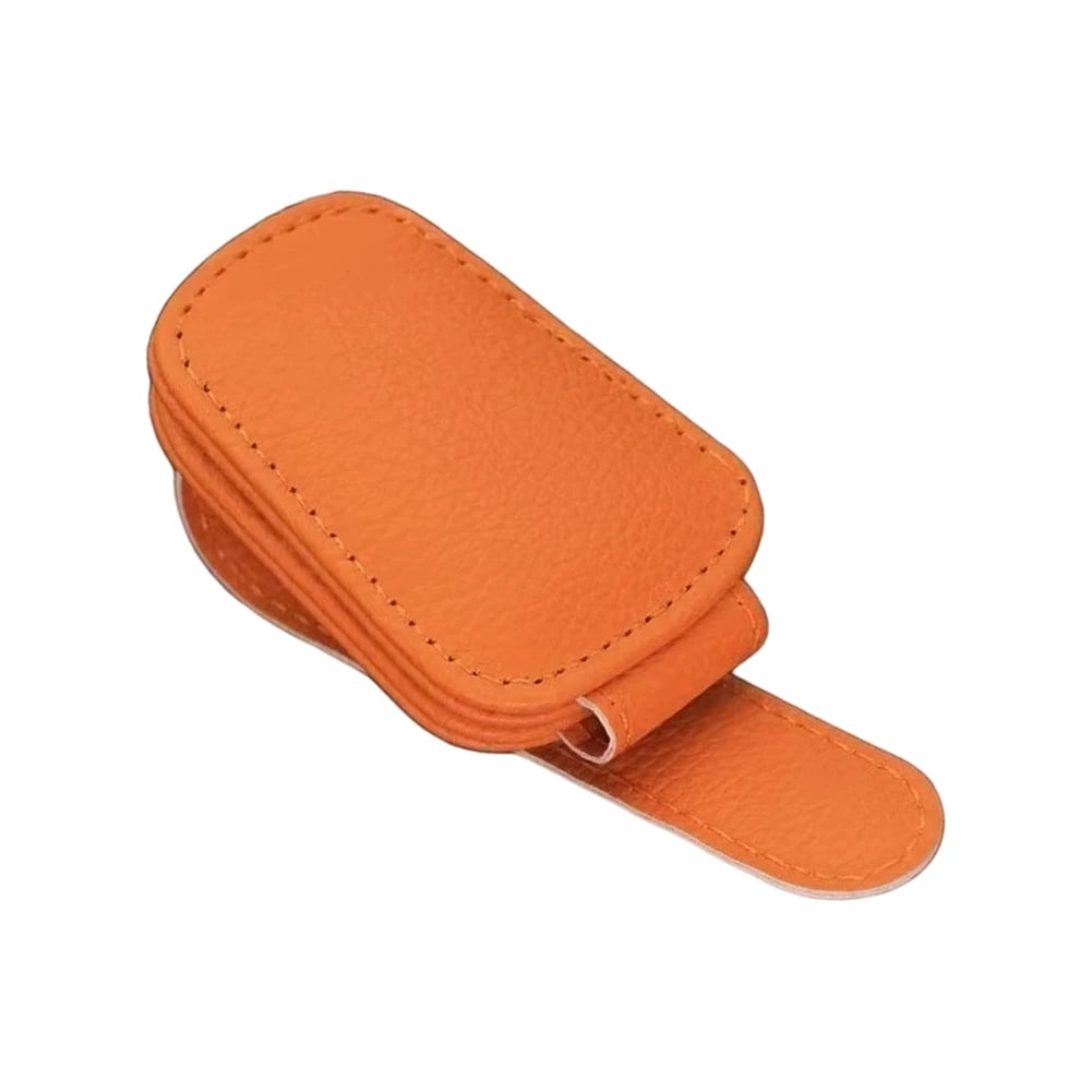 Faux Leather Sunglass Clip Strong Magnetic Sunglasses Holder Car Auto Sun Visor Eyeglass Hanger Clips Car Sunshade Accessories