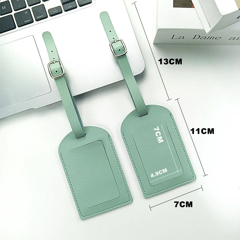 Women Men PU Leather Luggage Tag Suitcase Identifier Label Baggage Boarding Bag Tag Name ID Address Holder Travel Accessorie