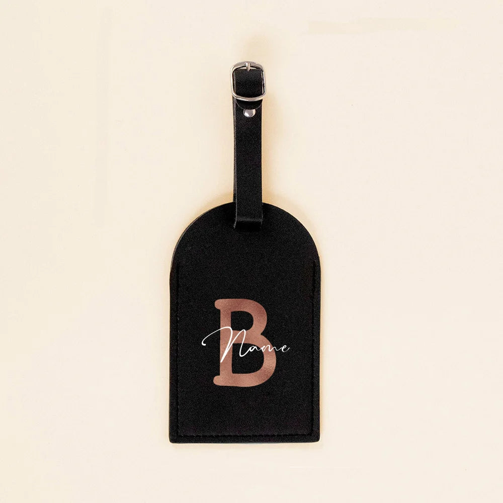 Personalised Initial with Name Monogram Luggage Tag PU Leather for Suitcase Baggage Handbag Tags Travel Bag Label Tag Best Gift