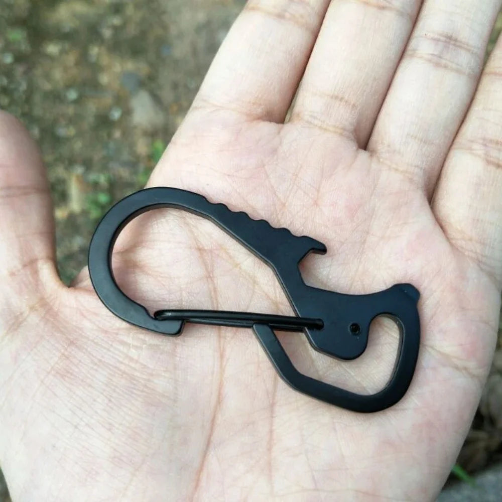 Stainless Steel Carabiner Cap Lifter Hex Driver Bottle Opener Keychain Ring Climbing Accessorie Carabiner Keychain Hook Outdoor