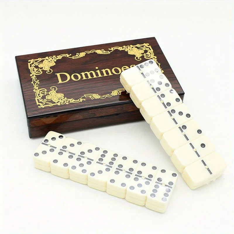Classic Six-Dot Dominoes Board Game Premium Wooden Domino Set with Elegant Storage Box for Family Entertainment Travel-Friendly