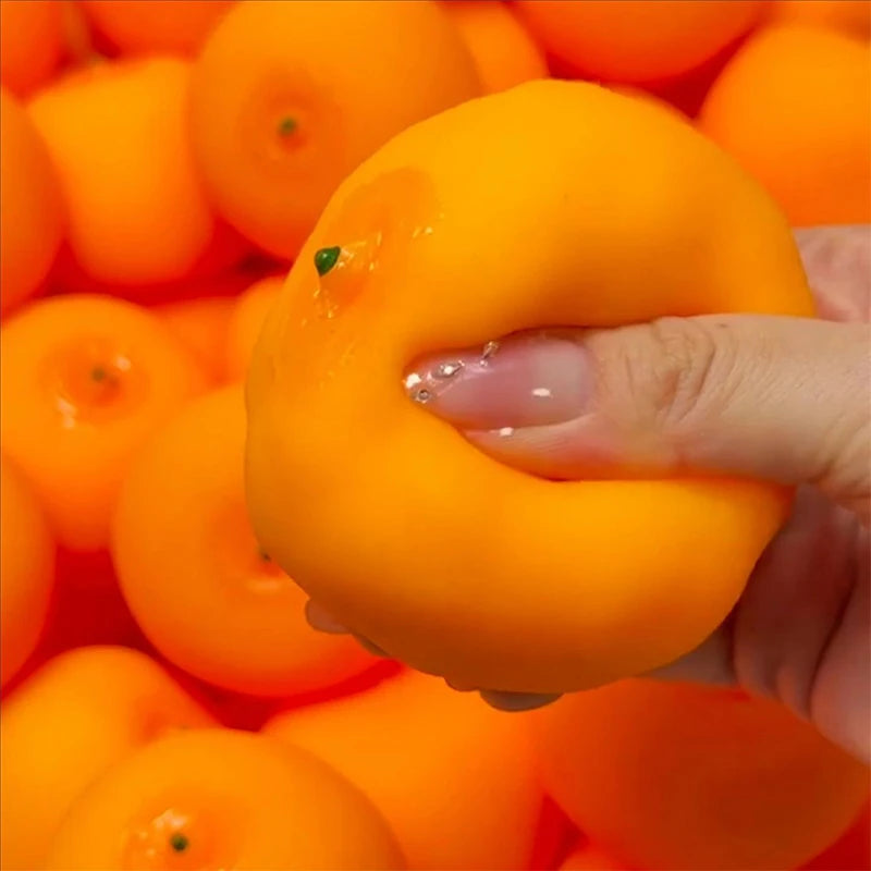 Orange Crunchy Moldable Stress Ball Crispy Squishy Squeeze Toy Round Blocks Filled Fidget Toy ASMR Sensory Stress Relief Toys