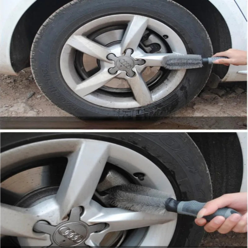 Car Wheel Cleaning Brush Professional Tire Auto Detailing Wet and Dry Wheel Rim Clean Brush Accessory