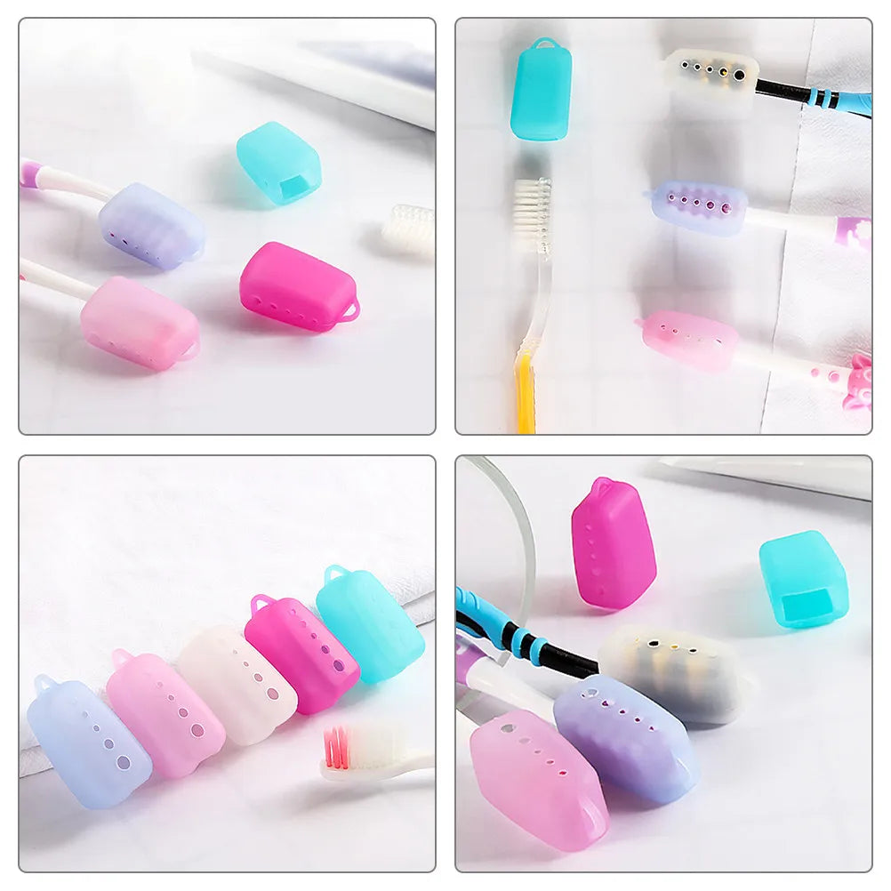 5Pcs Silicone Toothbrush Head Covers Protective Caps Travel Dustproof Universal Toothbrush Accessories Cover Covers Caps