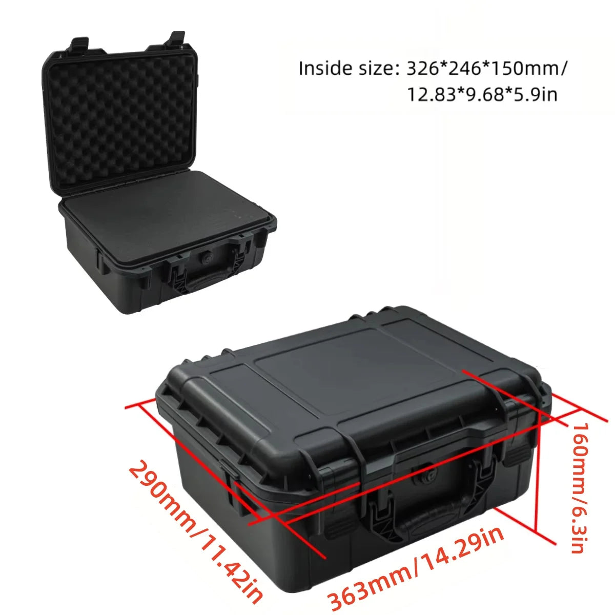 Waterproof Hard Carry Case Bag Tool Case with Sponge Storage Box Suitcase Precision Instrument Safety Tool Box Hardware Toolbox